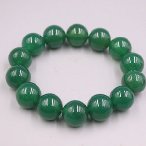 Green Agate Bracelet 13mm Round Bead Link Chain 55-60mm