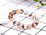 Colorful Lodolite Quartz Beaded Bracelet 7mm Chlorite Bangle Bracelet
