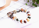 Colorful Lodolite Quartz Beaded Bracelet 7mm Chlorite Bangle Bracelet