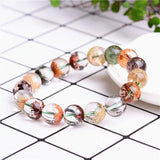 Colorful Lodolite Quartz Beaded Bracelet 7mm Chlorite Bangle Bracelet