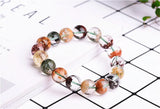 Colorful Lodolite Quartz Beaded Bracelet 7mm Chlorite Bangle Bracelet