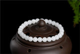 Hetian Jade Beaded Bracelet 8mm Round Beads Bangle Stretch Prayer BR049