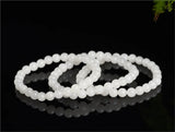 Hetian Jade Beaded Bracelet 8mm Round Beads Bangle Stretch Prayer BR049