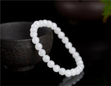 Hetian Jade Beaded Bracelet 8mm Round Beads Bangle Stretch Prayer BR049