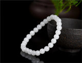Hetian Jade Beaded Bracelet 8mm Round Beads Bangle Stretch Prayer BR049