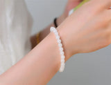 Hetian Jade Beaded Bracelet 8mm Round Beads Bangle Stretch Prayer BR049