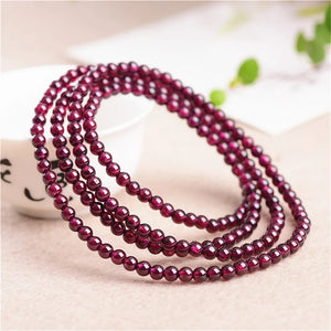 Rhodolite Garnet Beaded Bracelet 3.5mm 4mm 5mm Beads Bangle
