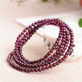 Rhodolite Garnet Beaded Bracelet 3.5mm 4mm 5mm Beads Bangle