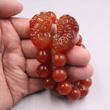 Red Agate Bracelet 14mm Pixiu Round Bead Chain 55-60mm Men Women