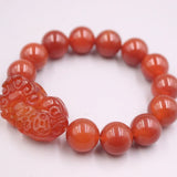 Red Agate Bracelet 14mm Pixiu Round Bead Chain 55-60mm Men Women