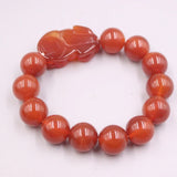 Red Agate Bracelet 14mm Pixiu Round Bead Chain 55-60mm Men Women