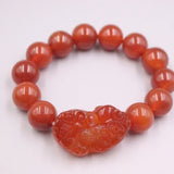 Red Agate Bracelet 14mm Pixiu Round Bead Chain 55-60mm Men Women