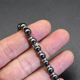 6mm Hematite Beads Stainless Steel Bracelet Men Women