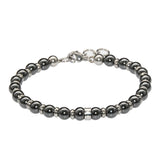 6mm Hematite Beads Stainless Steel Bracelet Men Women