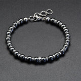 6mm Hematite Beads Stainless Steel Bracelet Men Women