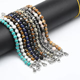 6mm Hematite Beads Stainless Steel Bracelet Men Women