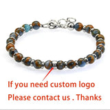 6mm Hematite Beads Stainless Steel Bracelet Men Women