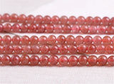 AA Strawberry Quartz Beads 5mm-12mm Round 15" Strand