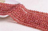 AA Strawberry Quartz Beads 5mm-12mm Round 15" Strand