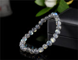 Natural Grey Moonstone Beaded Bracelet 7x7mm Stretch Bracelet