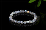 Natural Grey Moonstone Beaded Bracelet 7x7mm Stretch Bracelet