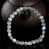 Natural Grey Moonstone Beaded Bracelet 7x7mm Stretch Bracelet