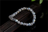 Natural Grey Moonstone Beaded Bracelet 7x7mm Stretch Bracelet