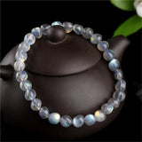 Natural Grey Moonstone Beaded Bracelet 7x7mm Stretch Bracelet