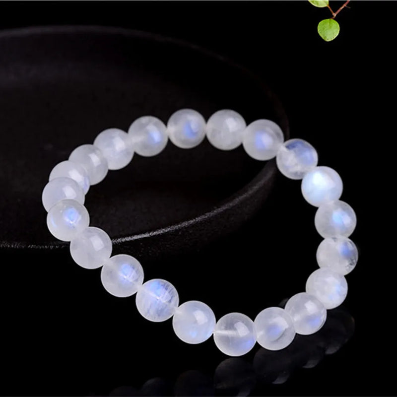 Rainbow Moonstone Beaded Bracelet 9-10mm Flash Moonstone Bangle BR040
