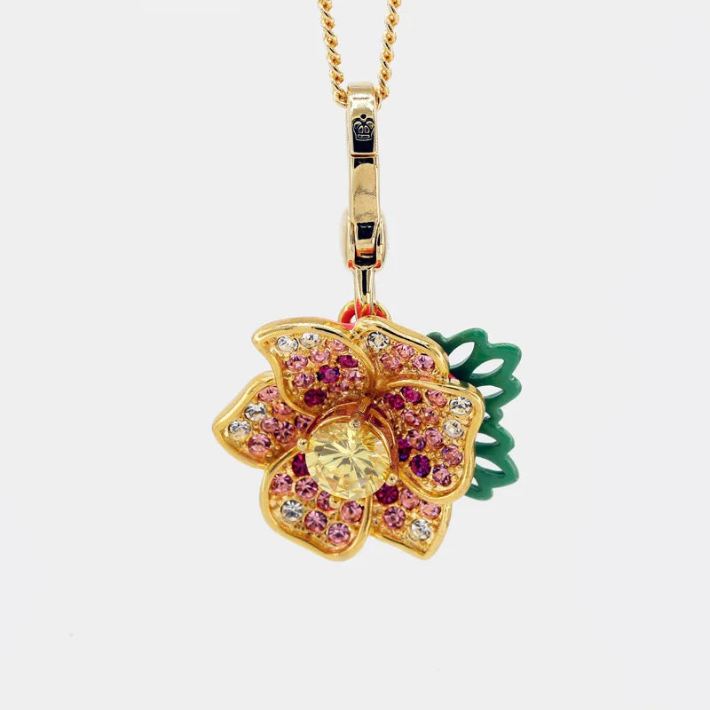 Gradient Morning Glory Green Leaf Pendant Sweet Flower Necklace