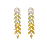 Gradient Silver Wheat Ear Earrings Cubic Zirconia Tassel Jewelry