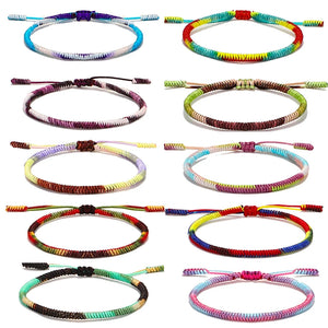 Gradient Colors Tibetan Buddhist Lucky Rope Bracelet