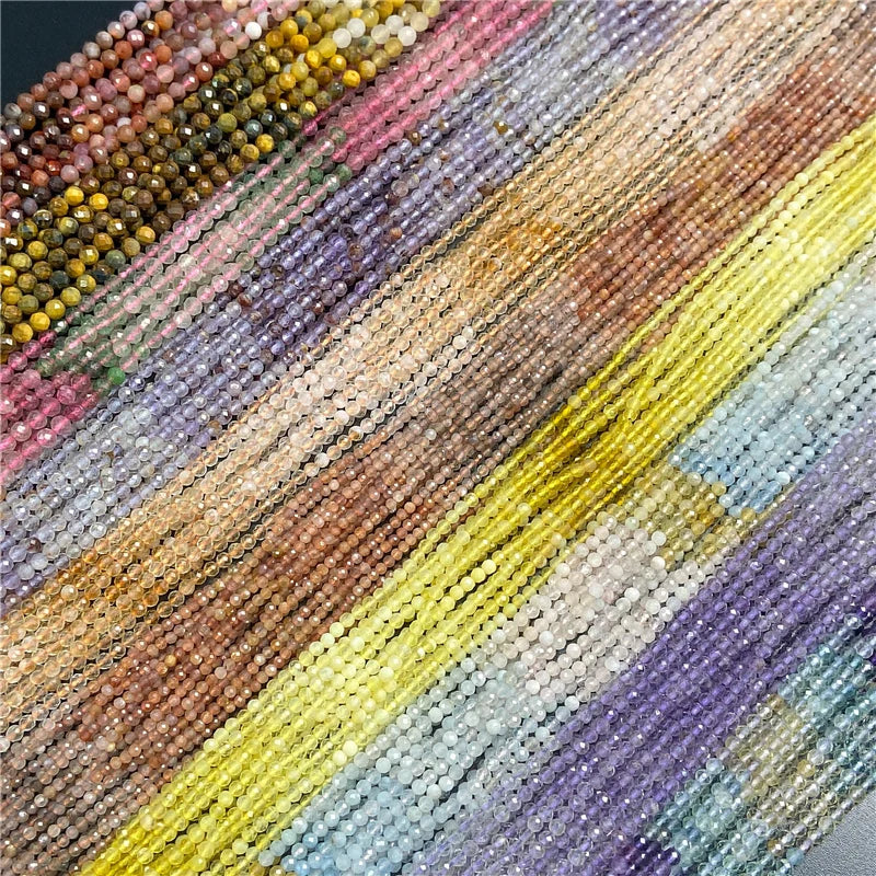 Gradient Fluorite Faceted Round Stone Beads for Jewelry Making