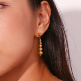 Large Bead Drop Earrings Stainless Steel 18K Plated