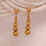 Large Bead Drop Earrings Stainless Steel 18K Plated
