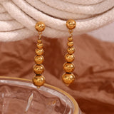 Large Bead Drop Earrings Stainless Steel 18K Plated
