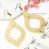 Rainbow Hollow Rhombus Leaf Drop Earrings Gothic Jewelry Big Dangle Earrings