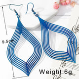 Rainbow Hollow Rhombus Leaf Drop Earrings Gothic Jewelry Big Dangle Earrings