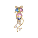 Crystal Cubic Zircon Cat Brooches For Women