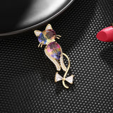 Crystal Cubic Zircon Cat Brooches For Women