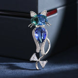 Crystal Cubic Zircon Cat Brooches For Women