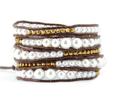 Shell Pearls Leather Wrap Bracelet for Women