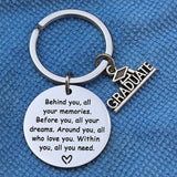 Grad Keychain, Behind You Memories Inspirational Graduation Gift