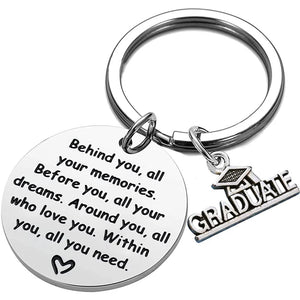 Grad Keychain, Behind You Memories Inspirational Graduation Gift