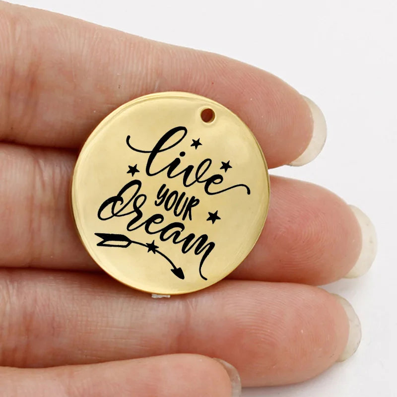 Live Your Dream Inspirational Graduation Pendant Charm