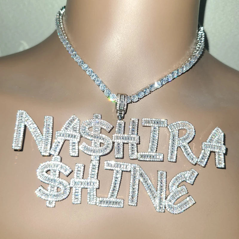 Customised Zirconia Name Necklace for Men Women