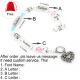 Personalized Rhinestone Crystal Bead Friendship Bracelet for Granddaughter