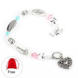 Personalized Rhinestone Crystal Bead Friendship Bracelet for Granddaughter