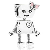 Floral Bot Charm 925 Sterling Silver Beads for Bracelet DIY Jewelry