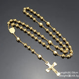 Granny 8mm Tone Rosary Beads Chain Necklace Crucifix Pendant Cross Jewelry